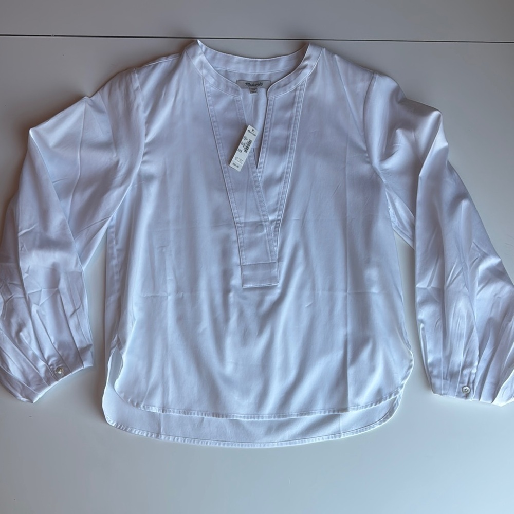 NWT Madewell White V neck Blouse Elegant and Timeless - Picture 2 of 10